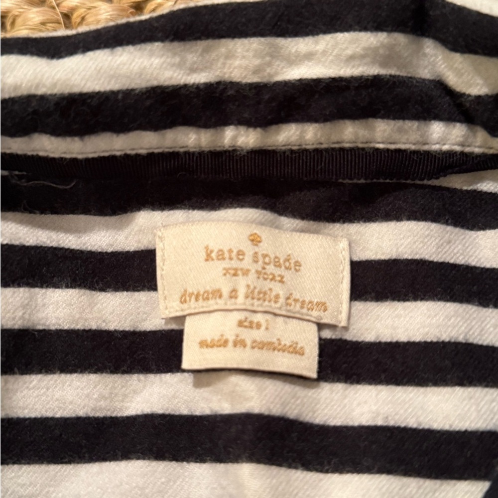 Kate Spade New York Black and White Stripe Pajama top women’s size large - Picture 7 of 9